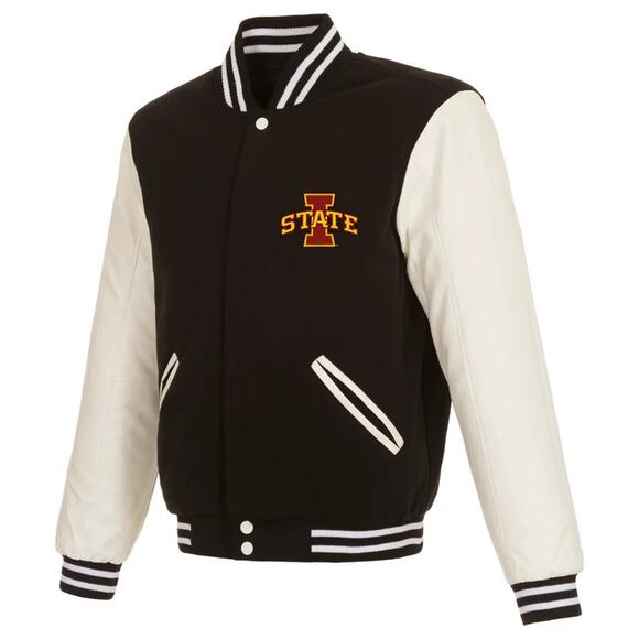 Iowa State U. Cyclones Reversible Fleece Jacket with Faux Leather Sleeves - Picture 3 of 6